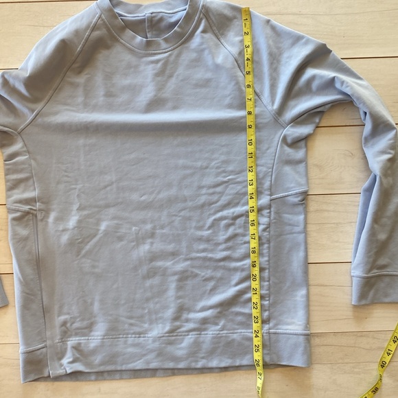 Lululemon Men City Sweat Crew Sweatshirt Sz L Linen Blue Side ZIP Hidden Pocket - Picture 10 of 13